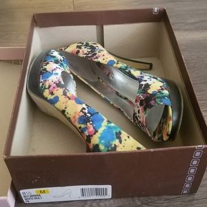 Paint Splatter Peeptoe Shoes